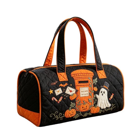 Halloween Quilted Duffle Bag for Women, Halloween Trick or Treat Bags, Large Capacity Handheld Travel Bags Zipper Luggage Gym Tote, Style01# L