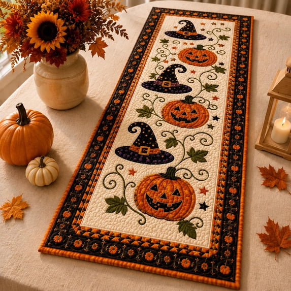Paper Table Runner Fall Halloween Quilted Table Runner, Autumn Pumpkin Fall Decor - Walmart.com