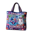 thumbnail image 1 of Halloween Quilted Tote Bag with Embroidery, Stylish Holiday Shoulder Purse for Women, Spooky Theme Daily Handbag for Fall Parties and Seasonal Outfits, 1Pack B, 1 of 6
