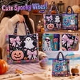 thumbnail image 1 of Halloween Quilted Tote Bag with Embroidery, Stylish Holiday Shoulder Purse for Women, Spooky Theme Daily Handbag for Fall Parties and Seasonal Outfits, 1Pack A, 1 of 7