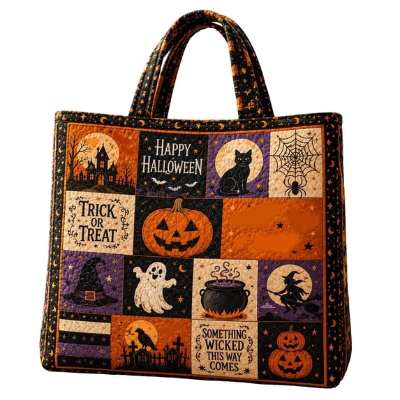 Halloween Quilted Tote BagâLightweight, with Smooth Zippers and Comfortable Handlesâ for Travel, Work, Gym, Sports, and Everyday Use