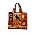 thumbnail image 1 of Halloween Quilted Tote Bag With Crow Pumpkin Ghost And Sunflower Design For Daily Use Travel Work Fitness(Orange-43X40Cm), 1 of 1