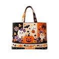 thumbnail image 1 of Halloween Quilted Tote Bag With Cute Ghost Pumpkin And Candy Corn Design For Daily Use Travel Work Fitness(White-43X40Cm), 1 of 3
