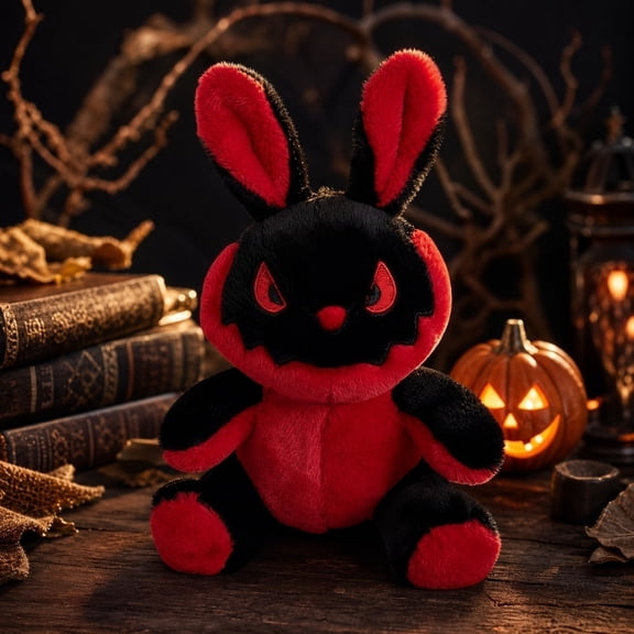 Halloween Rabbit Plush Doll, Crazy Plush Toy, Halloween Scary Rabbit Stuffed Animal Long Ears Standing Toy, Suitable for Fans Easter Christmas Birthday Gift