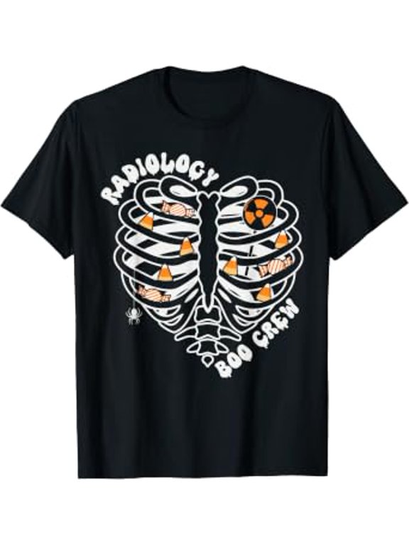 Halloween Radiology Boo Crew Heart Ribcage Spooky Ray Tech Holiday T-Shirt, Size S-5XL