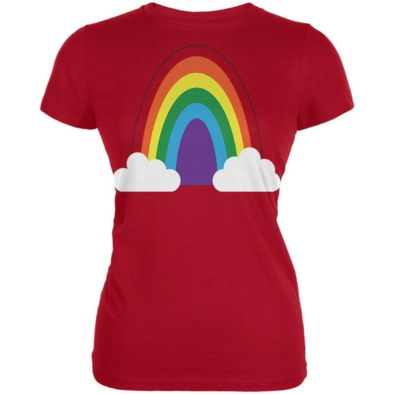 Halloween Rainbow Costume Juniors Soft T Shirt Red X-LG