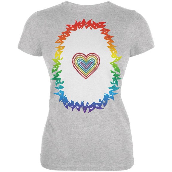 Halloween Rainbow Heart Unicorn Costume Pony Juniors Soft T Shirt Heather LG