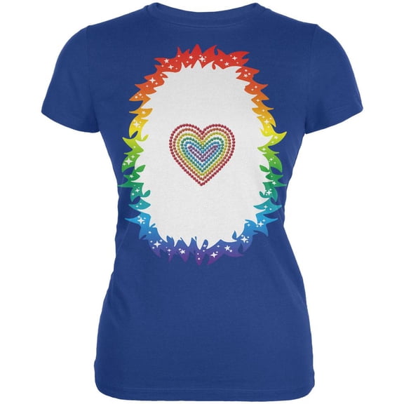 Halloween Rainbow Heart Unicorn Costume Pony Juniors Soft T Shirt Royal 2XL