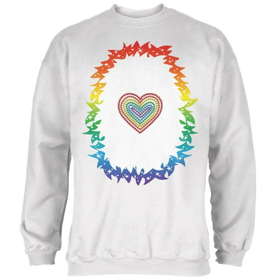 Halloween Rainbow Heart Unicorn Costume Pony Mens Sweatshirt White LG