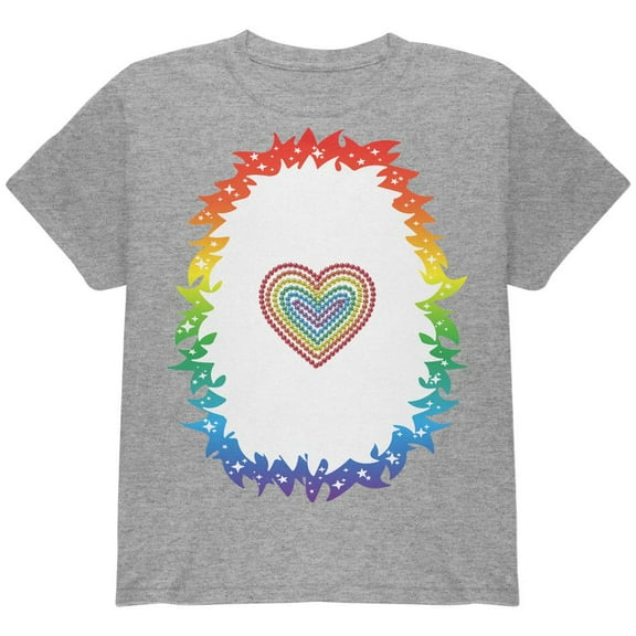 Halloween Rainbow Heart Unicorn Costume Pony Youth T Shirt Heather Youth X-SM