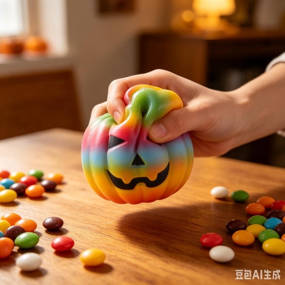 Halloween Rainbow Pumpkin Soft Toy, Slow Rising Stress Relief Squeeze Toy