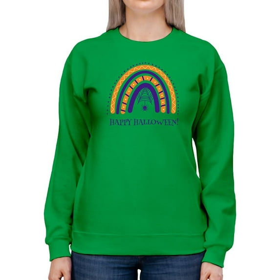 Halloween Rainbow. Spider Cobweb Sweatshirt Women -Image by Shutterstock, Female 4X-Large