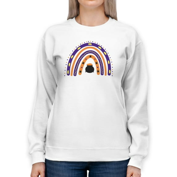 Halloween Rainbow W Cauldron Sweatshirt Women -Image by Shutterstock, Female Small