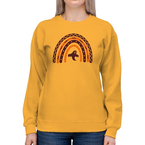 Halloween Rainbow W Ghost Sweatshirt Women -Image by Shutterstock, Female Large