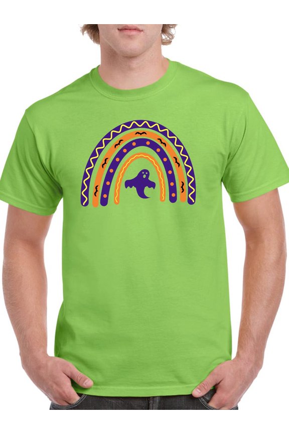 Halloween Rainbow W Ghost T-Shirt Men -Image by Shutterstock, Male Large