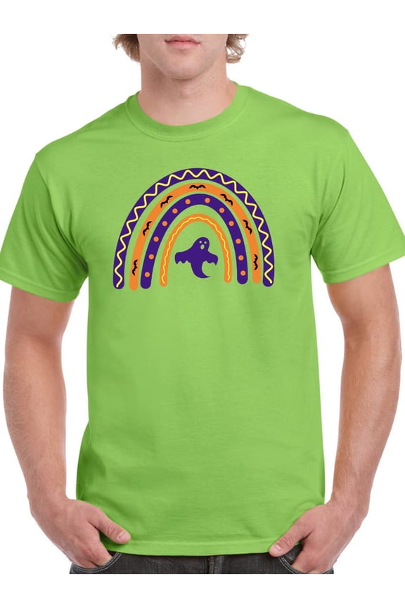 Halloween Rainbow W Ghost T-Shirt Men -Image by Shutterstock, Male x-Large