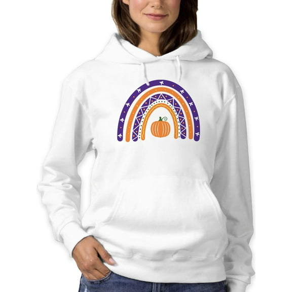 Halloween Rainbow W Pumpkin Hoodie Women -Image by Shutterstock, Female Medium