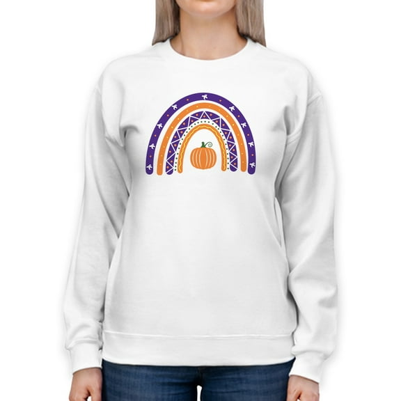 Halloween Rainbow W Pumpkin Sweatshirt Women -Image by Shutterstock, Female Medium