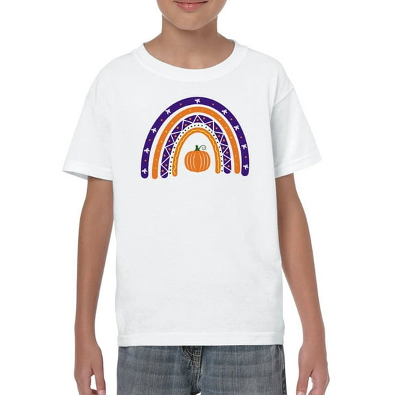 Halloween Rainbow W Pumpkin T-Shirt Juniors -Image by Shutterstock, Medium