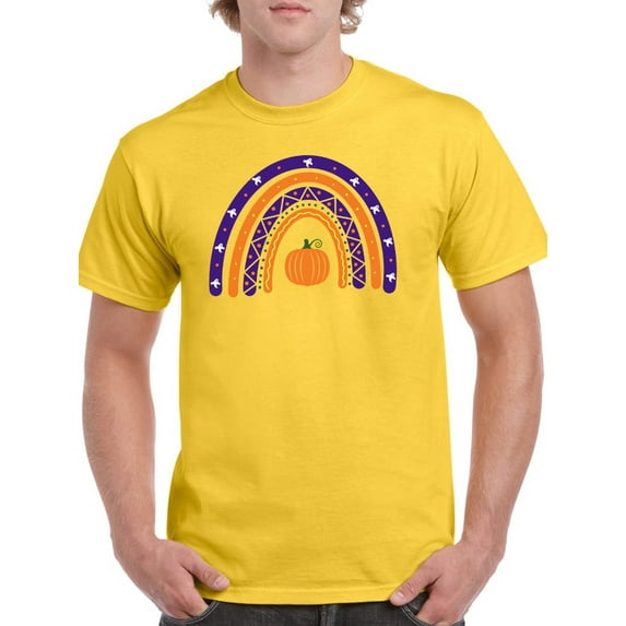 Halloween Rainbow W Pumpkin T-Shirt Men -Image by Shutterstock, Male 3X-Large