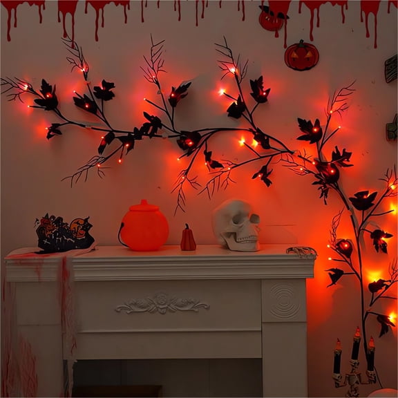 Halloween Rattan Branch Light String, Simulated Dead Branch LED Garland, Low Heat Energy Saving Lighting, Spooky Style Ornament Room Ghost Festival Porch Window Decoration
