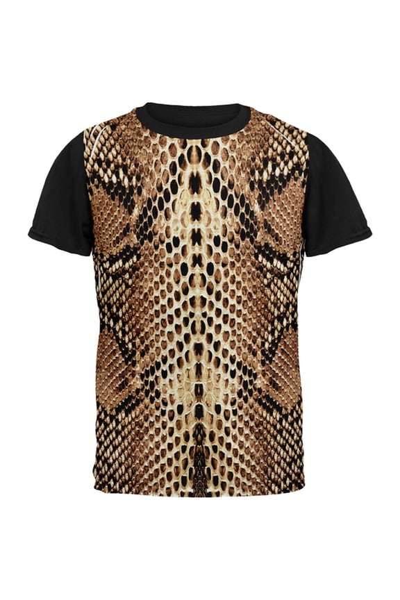 Halloween Rattlesnake Snake Snakeskin Costume All Over Mens Black Back T Shirt Multi MD