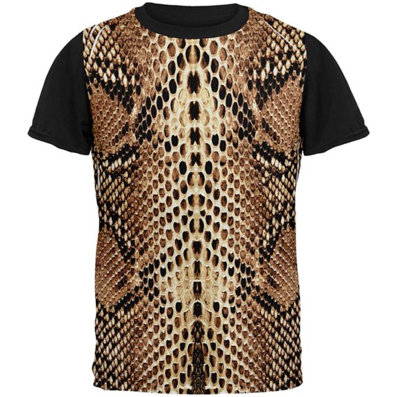 Halloween Rattlesnake Snake Snakeskin Costume All Over Mens Black Back T Shirt Multi SM