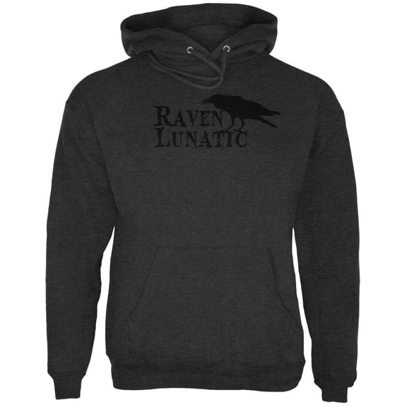 Halloween Raven Lunatic Mens Hoodie Charcoal Heather MD