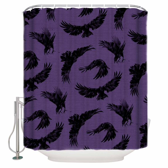 Halloween Raven Purple Shower Curtain Set ,Waterproof Fabric Shower Curtains Shower Curtains for Bathroom,Bathroom Decor 72"x84"