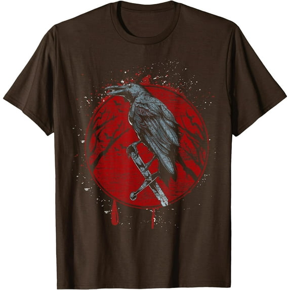 Halloween Raven Red Moon Spooky Night Crow Softstyle Unisex T-Shirt