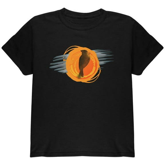 Halloween Raven in a Harvest Moon Abstract Youth T Shirt Black Youth X-SM