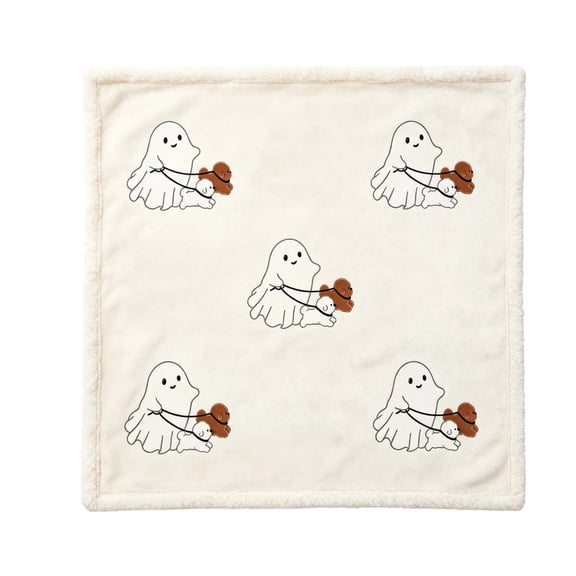 Halloween Reading Book Ghost Blanket, White Book Ghost Pattern Throw Bookblanket, Ghost Halloween Oversized Blanket Homegoods White