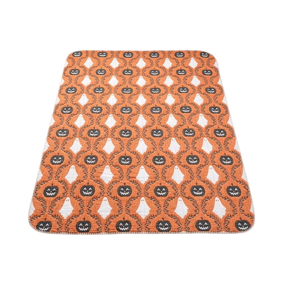 Halloween Reading Ghost Ruffle Decorative Throw Blanket, 50X39 Inch Ghost Knit Throw Blanket, Cozy Spooky Decor Ruffle Cover for Couch Sofa Bed Halloween Party Props Decoration, Orange