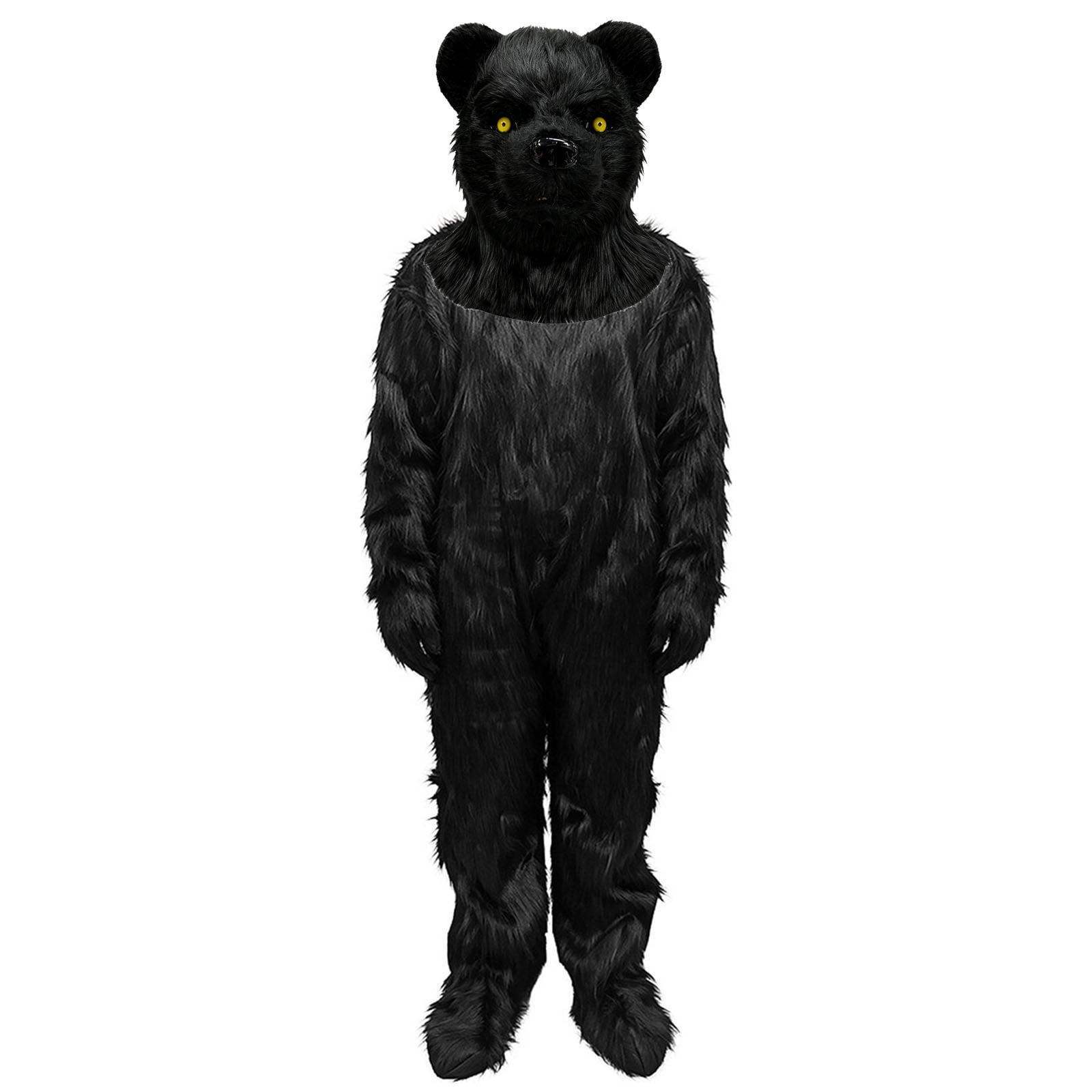 Halloween Realistic Black Bear Costume with Moving Jaw Bear Mask Claws ...