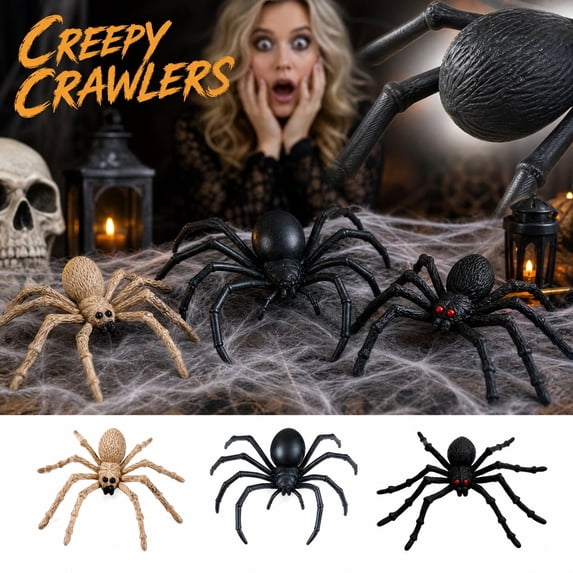 Halloween Realistic Large Spider Decoration Prop House Party Black Widow Giant, Halloween Decor,Festival Decorations,Wall, Window, Corner Decorations,1pcs, A