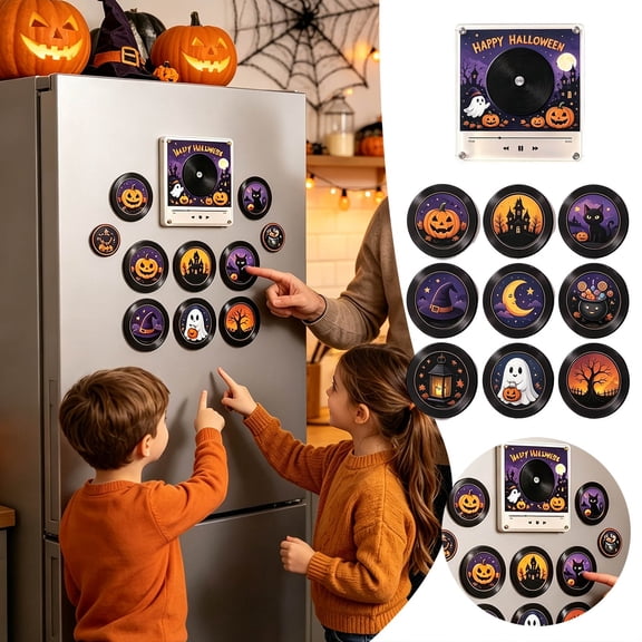 Halloween Record Player Music Player With 9 Discs & 32Gb Tf Card, Portable Mp3 Player For Kids Gift