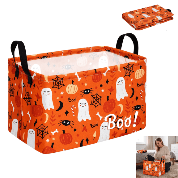 Halloween Rectangle Storage Basket with Handles,Collapsible Storage Bin,ks Box,Gift Basket G