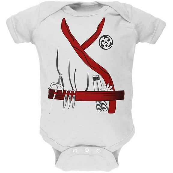 Halloween Red Clan Ninja Assassin Costume Soft Baby One Piece White 3 Month