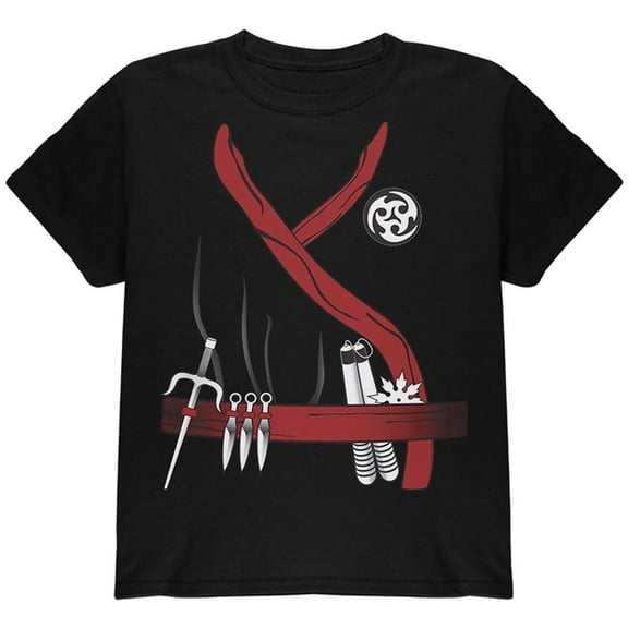 Halloween Red Clan Ninja Assassin Costume Youth T Shirt Black YXL
