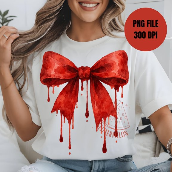 Halloween Red Coquette Bow T-shirt, Halloween Shirt, Coquette Halloween Bow Spooky Season Halloween Vibes Bloody Shirt Halloween P 160642