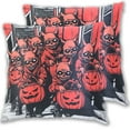 thumbnail image 1 of Halloween Red Devil and Pumpkin Throw Pillow Covers 18x18 Inch 2 Packs Decorative Square for Living Room Couch Bed Sofa, 1 of 6