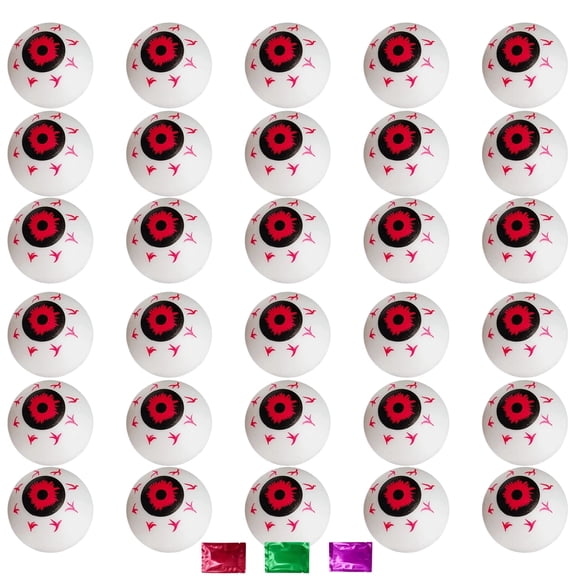 Halloween Red Eyeballs Decoration 2 Pack 30Pcs Total, Fake Plastic Eyeballs for Drinks Crafts Party Favor Haunted House Props Spooky Decor with Snoep in Beperkte Oplage