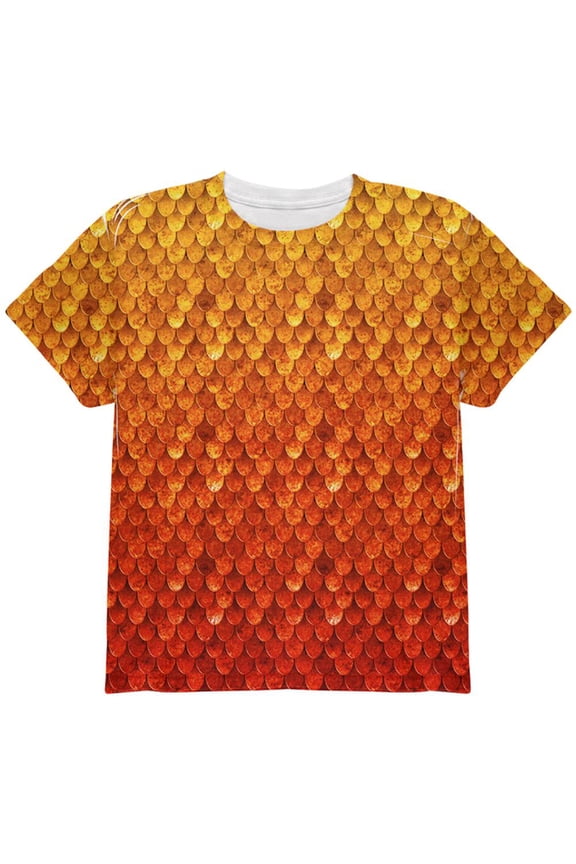 Halloween Red Fire Dragon Rider Armor All Over Youth T Shirt Multi YLG