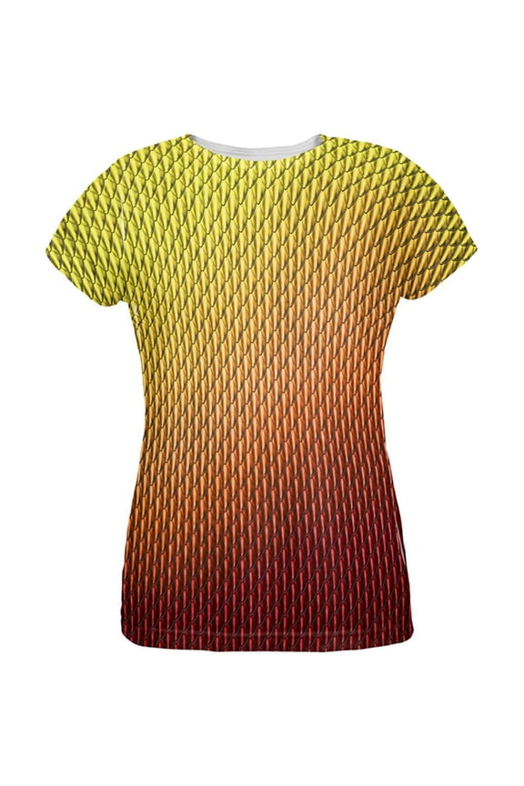 Halloween Red Fire Dragon Scales Costume All Over Womens T Shirt Multi SM