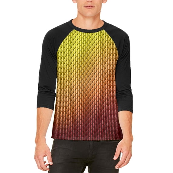 Halloween Red Fire Dragon Scales Costume Mens Raglan T Shirt
