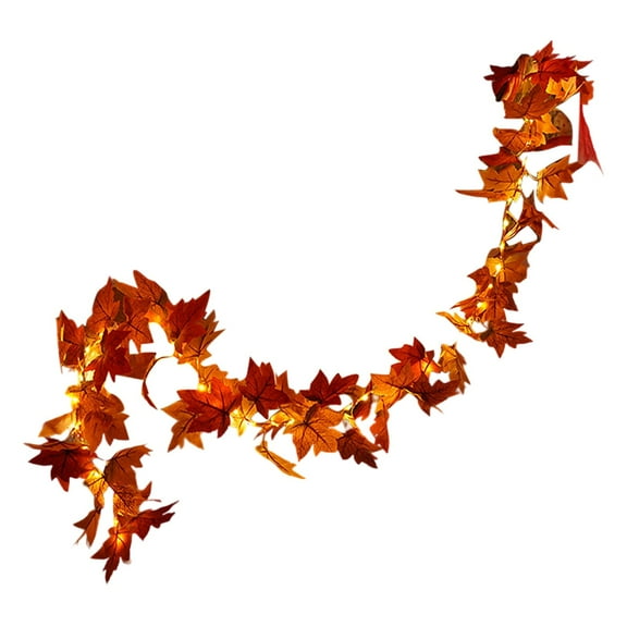 Halloween Red Maple Leaf Vine Lantern String Decoration String Lights Plug In - Fall Maple Leaf Fairy Lights for Indoor Outdoor Party Home 1.8m Length - Orange