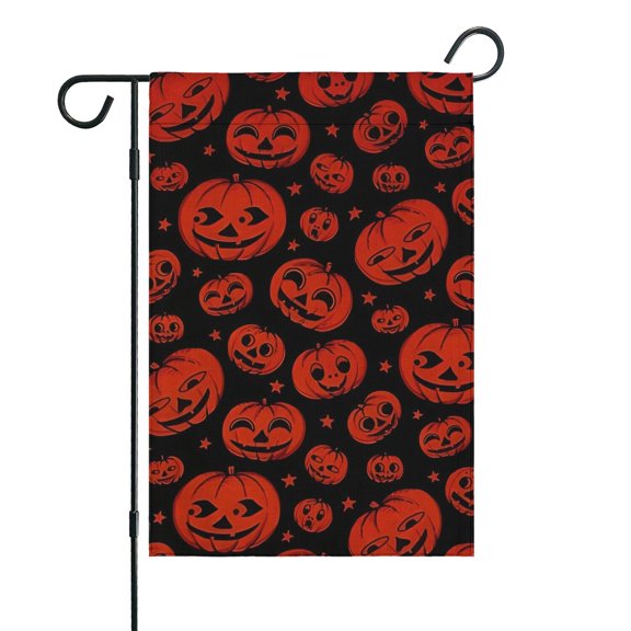 Halloween Red Pumpkins Pattern Fall Garden Flags 12.5"x18" Double Side,Small Yard Flags for Outside,Outdoor Fall Decor,Autumn Funny Garden Flag Yard Decoration