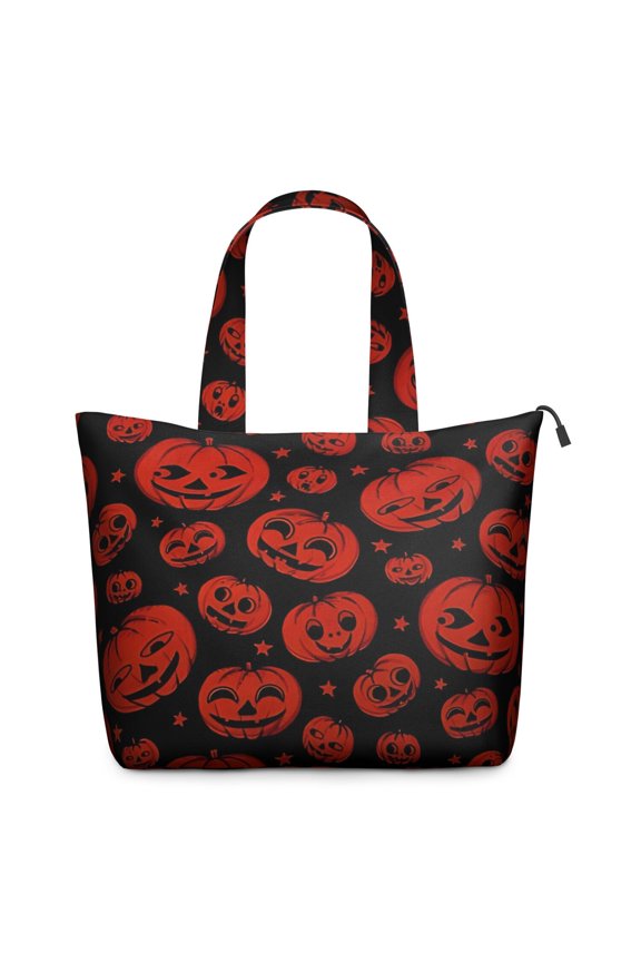 Halloween Red Pumpkins Pattern Travel Tote Bags for Women Carry On,Large Weekender Bags for Women Travel,Multi Functional Duffle Bag for Work,Shopping,Sports