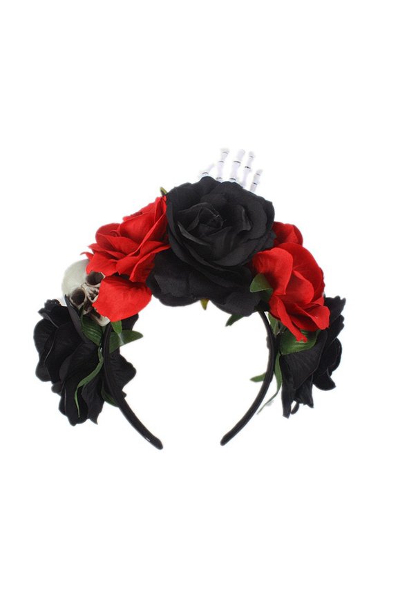 Halloween Red Rose Skulls Headband Rose Hairband Ghost Spooky Hair Props