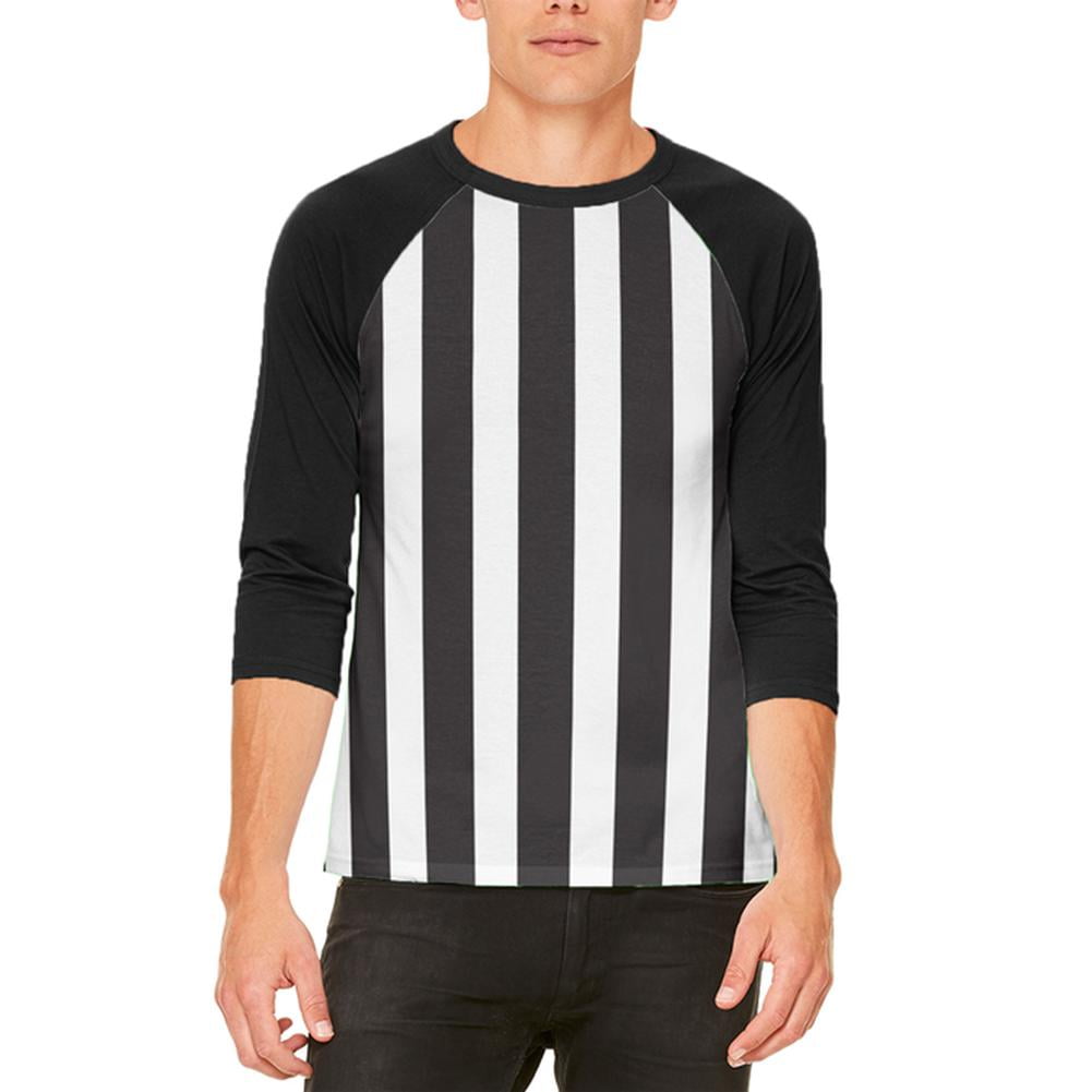 Halloween Referee Costume Mens Raglan T Shirt White-Black SM